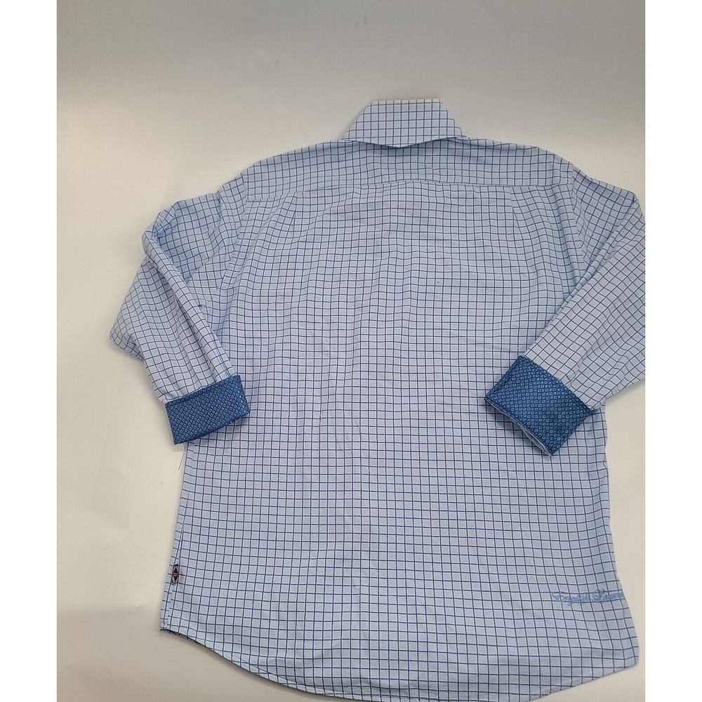 English Laundry Men's 16 1/2 32/33‎ Blue  Flip Cuff Long Sleeve Button Up Shirt - Picture 4 of 10